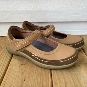 Orthofeet Athens Casual Mary Jane Strap On Shoes Brown Tan Leather Womens 9 Wide